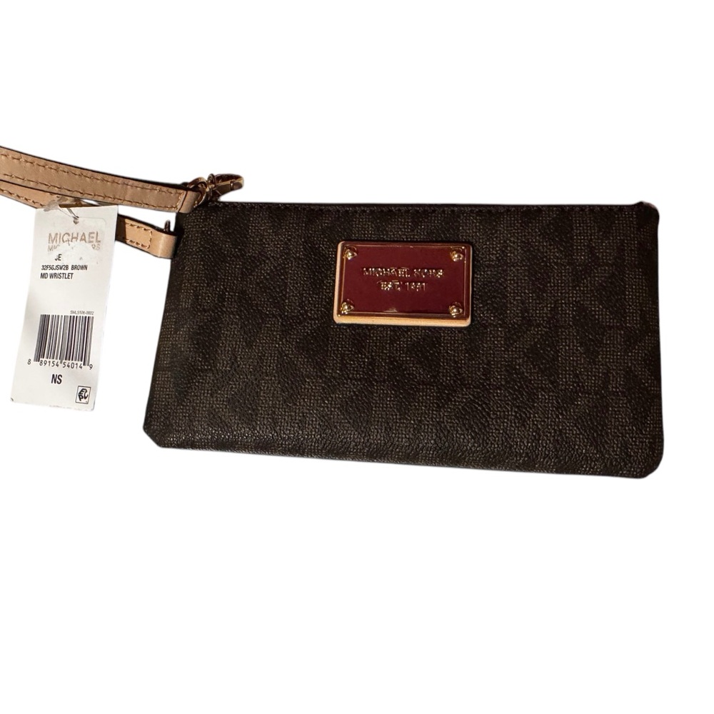 Michael Kors Dark Brown Wristlet with Gold Accents - New